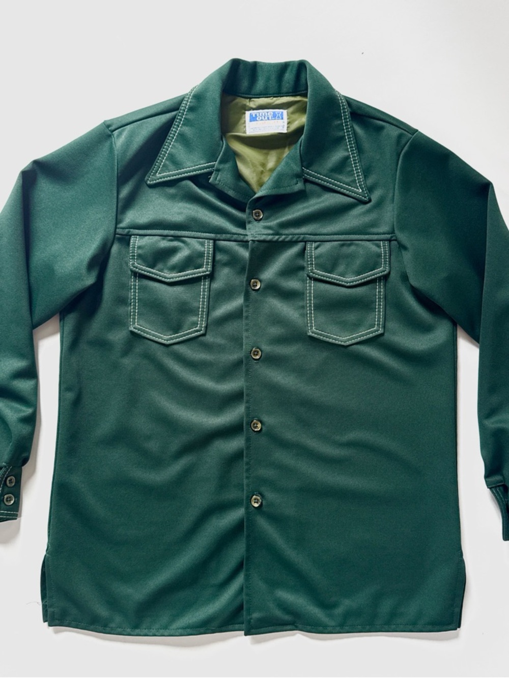 Vintage 1970s Dark Green Long Sleeve Button-Up
